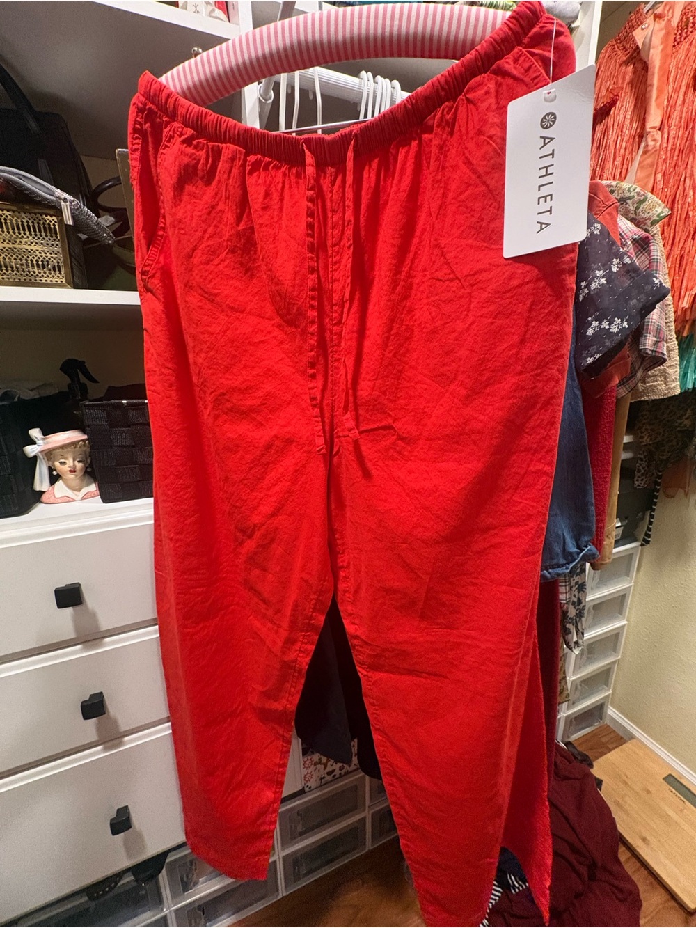 Athleta Red Elastic-Waist Casual Pants